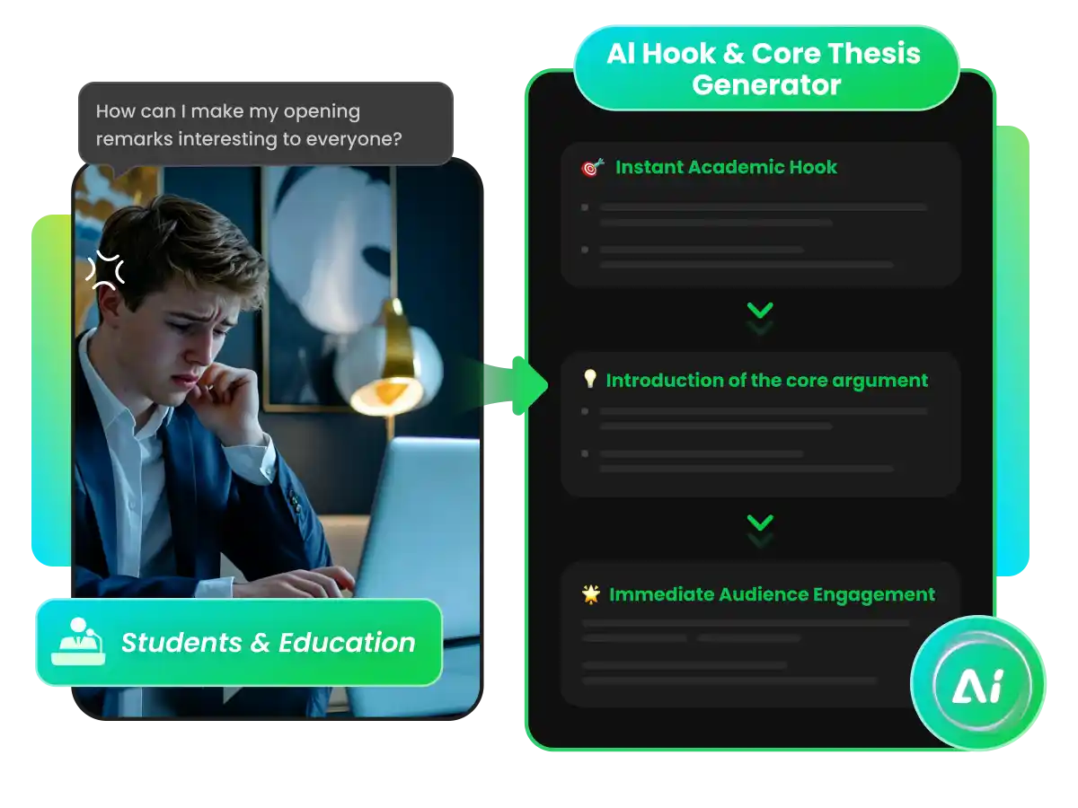 Student creating presentation intros with WayinVideo hook AI generator
