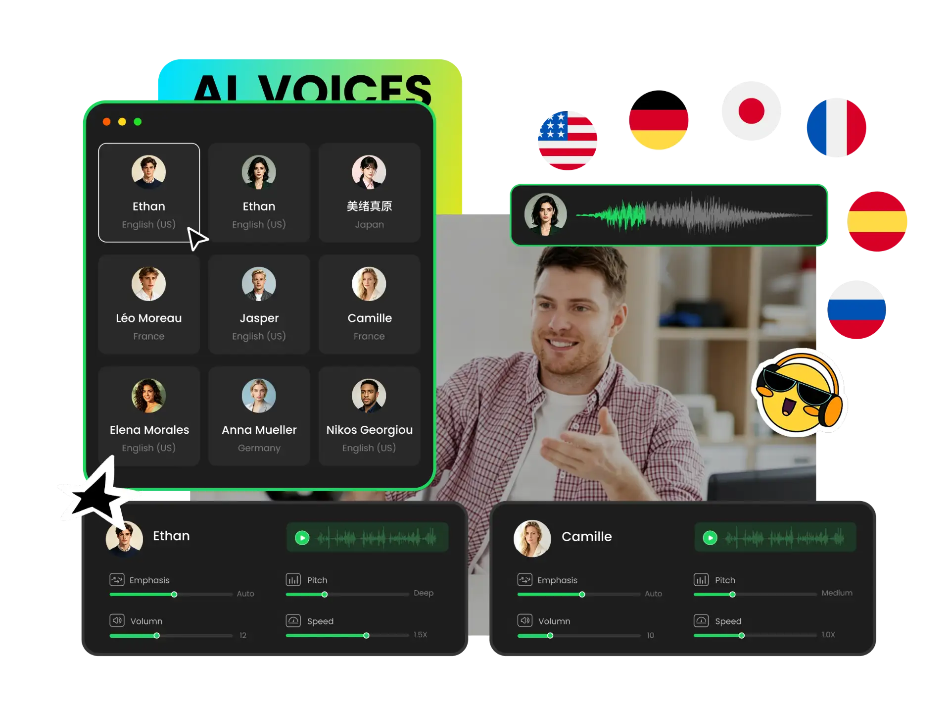 Viral hook generator for creators with natural AI voiceover and tone control settings