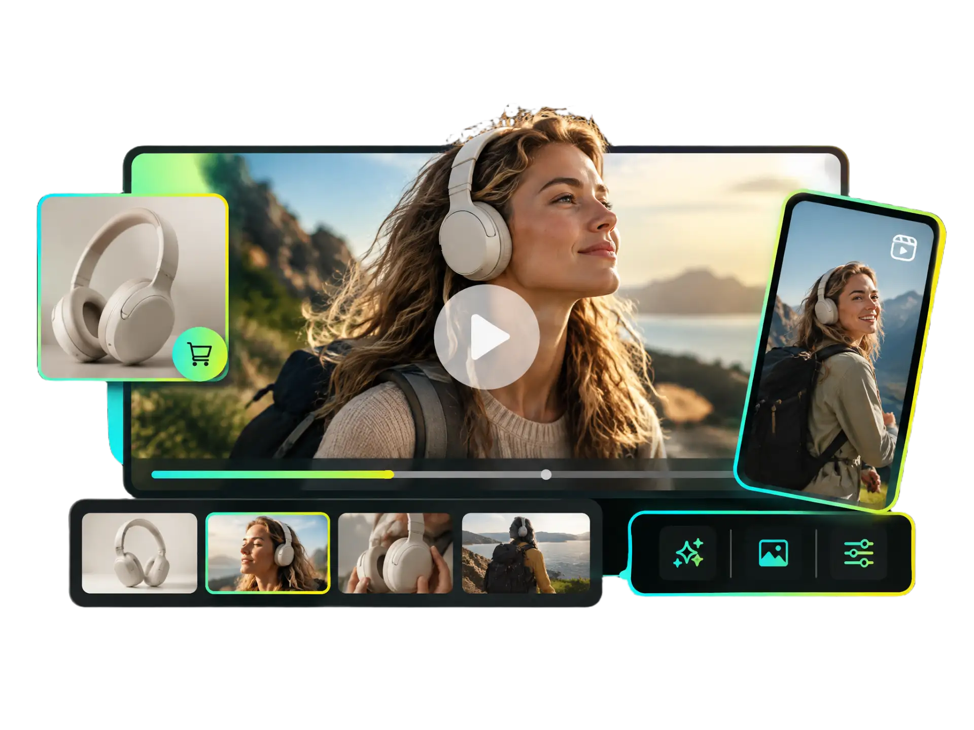 Video maker free online combining product demonstrations and lifestyle footage for marketing videos