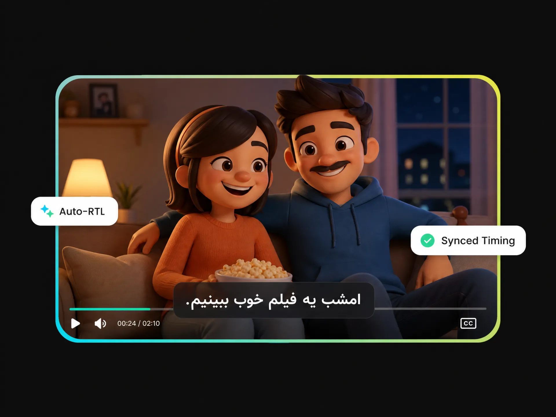 Persian subtitle generator free with RTL Persian subtitles on video