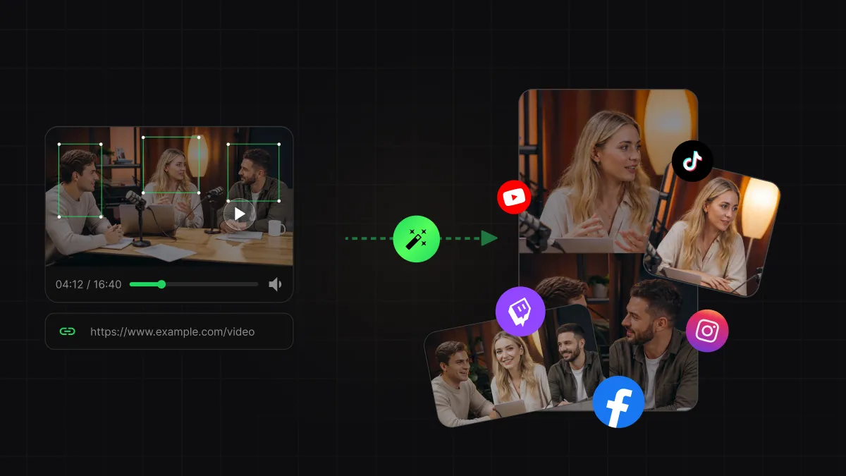 WayinVideo AI Auto Reframe repurposing a long-form video into Shorts
