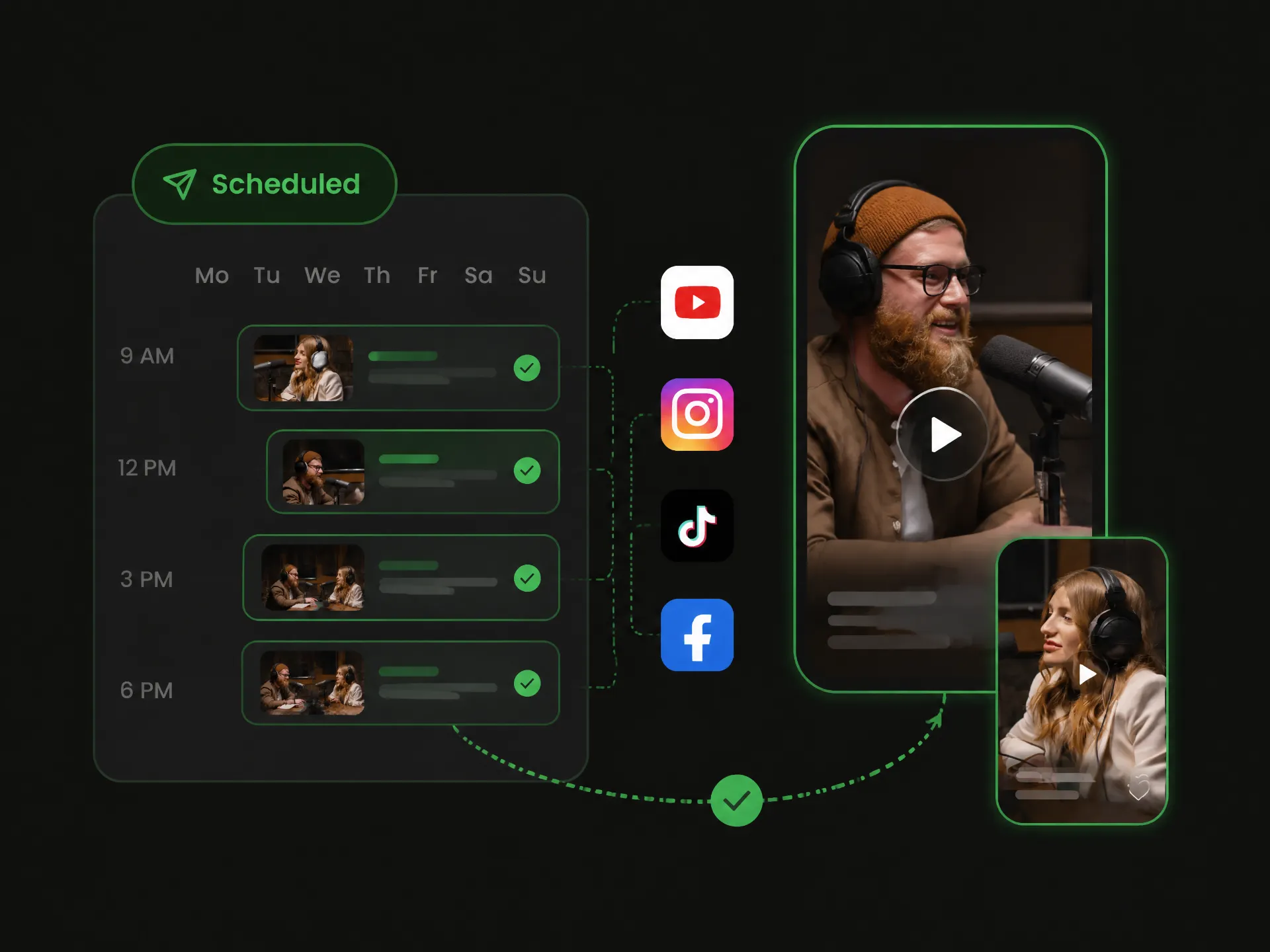 Scheduling podcast clips for multiple social platforms
