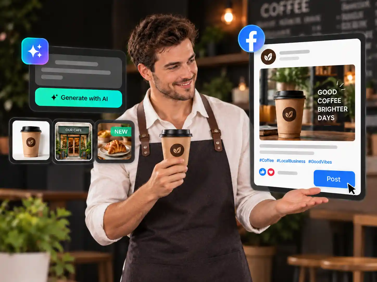 A small business preparing a product Reel with a caption generator for Facebook Reels