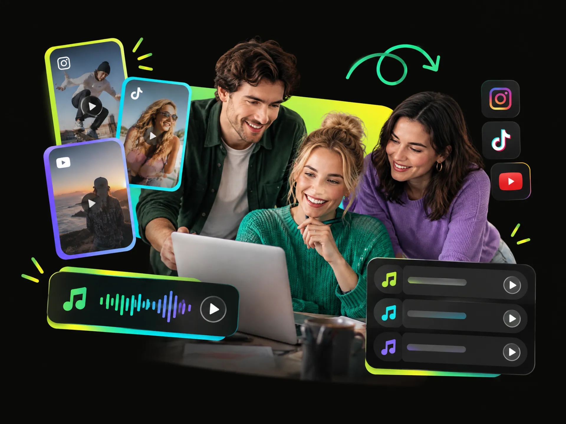 Social media team adding music to your video for recurring social content