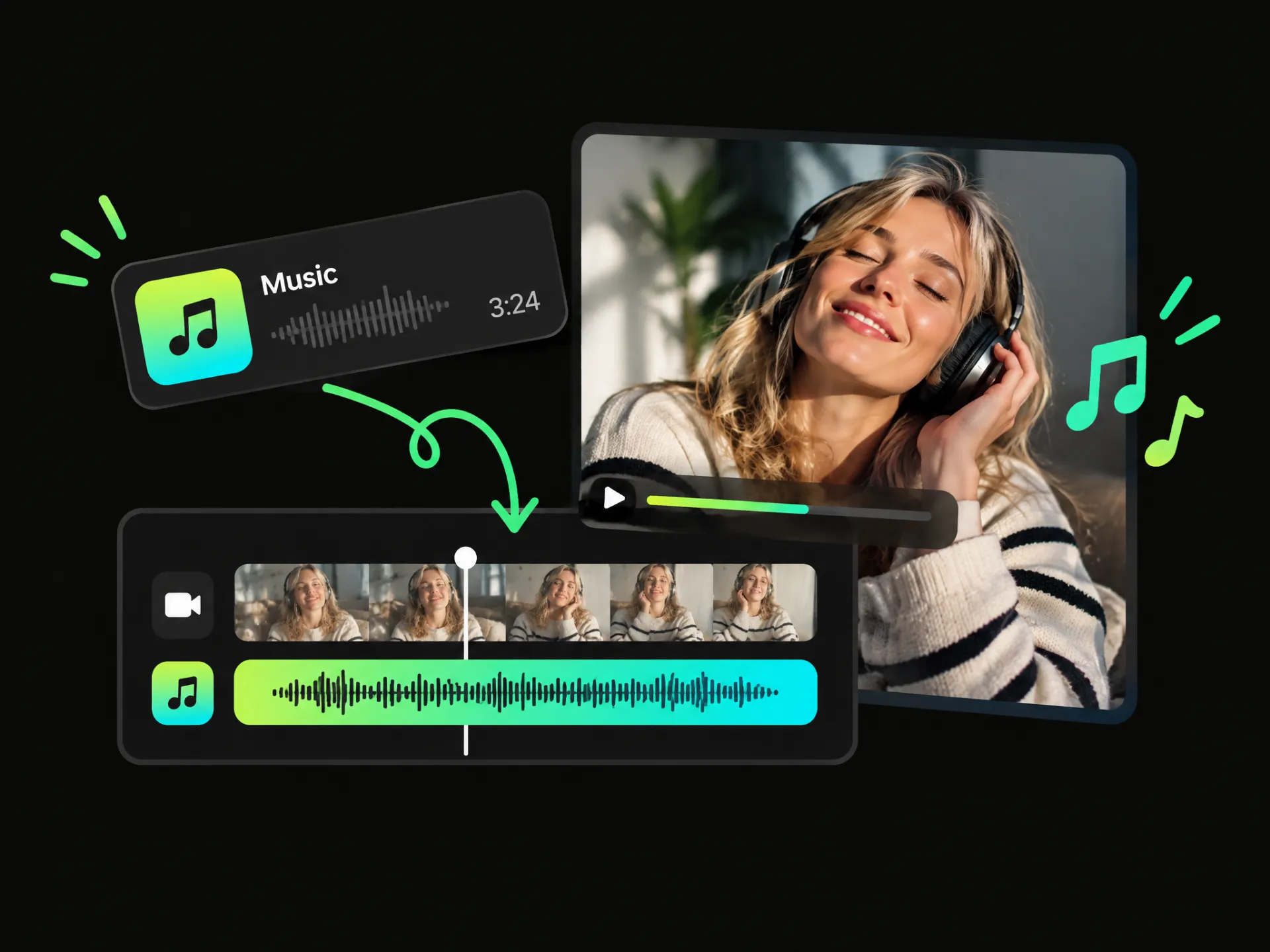 Add music to your video by uploading a personal audio file