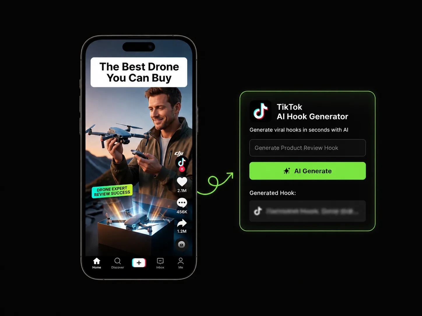 Product review video example generated with AI video hook generator for TikTok showing high-converting UGC opening