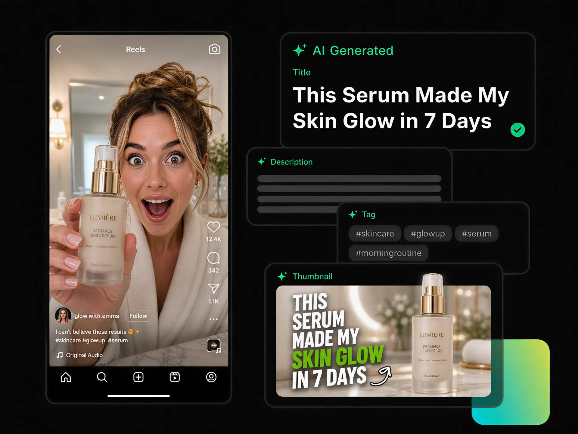 instagram business creating video titles and more details for product reels with ai