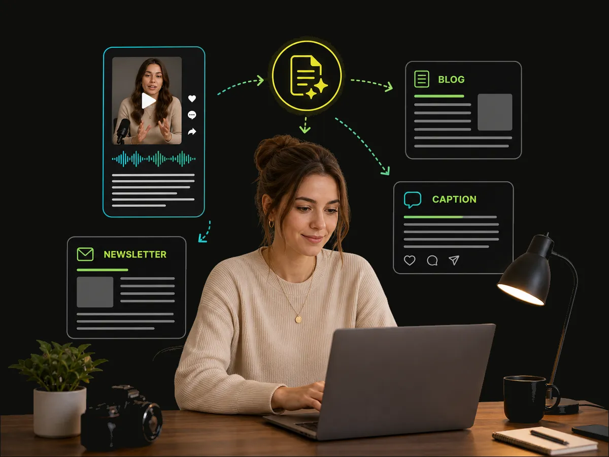 content creator using tiktok video to text converter to draft captions and blog posts