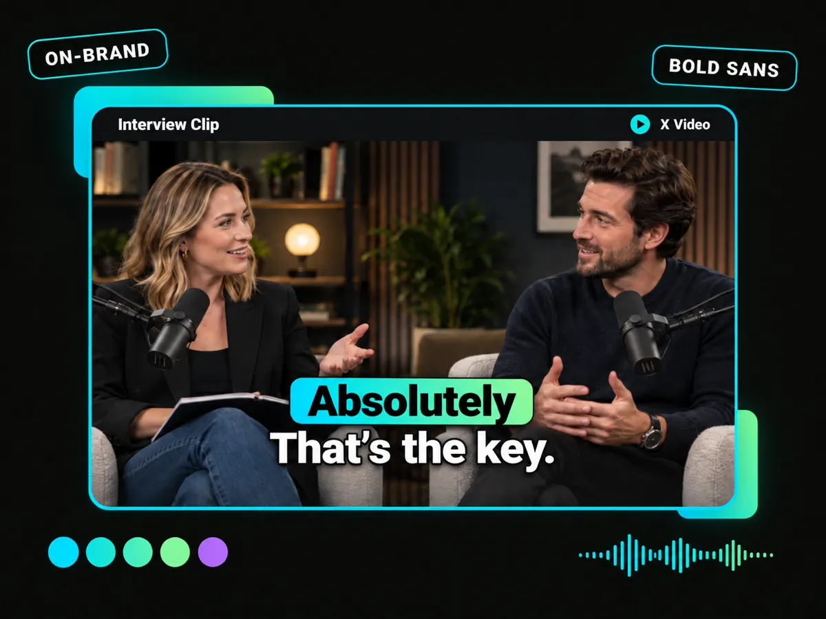adding clear, branded captions to a twitter interview clip for sound-off viewing