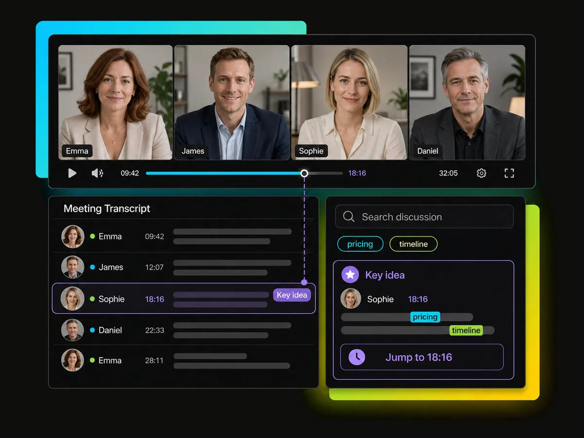 business team using zoom meeting transcription to review client discussions