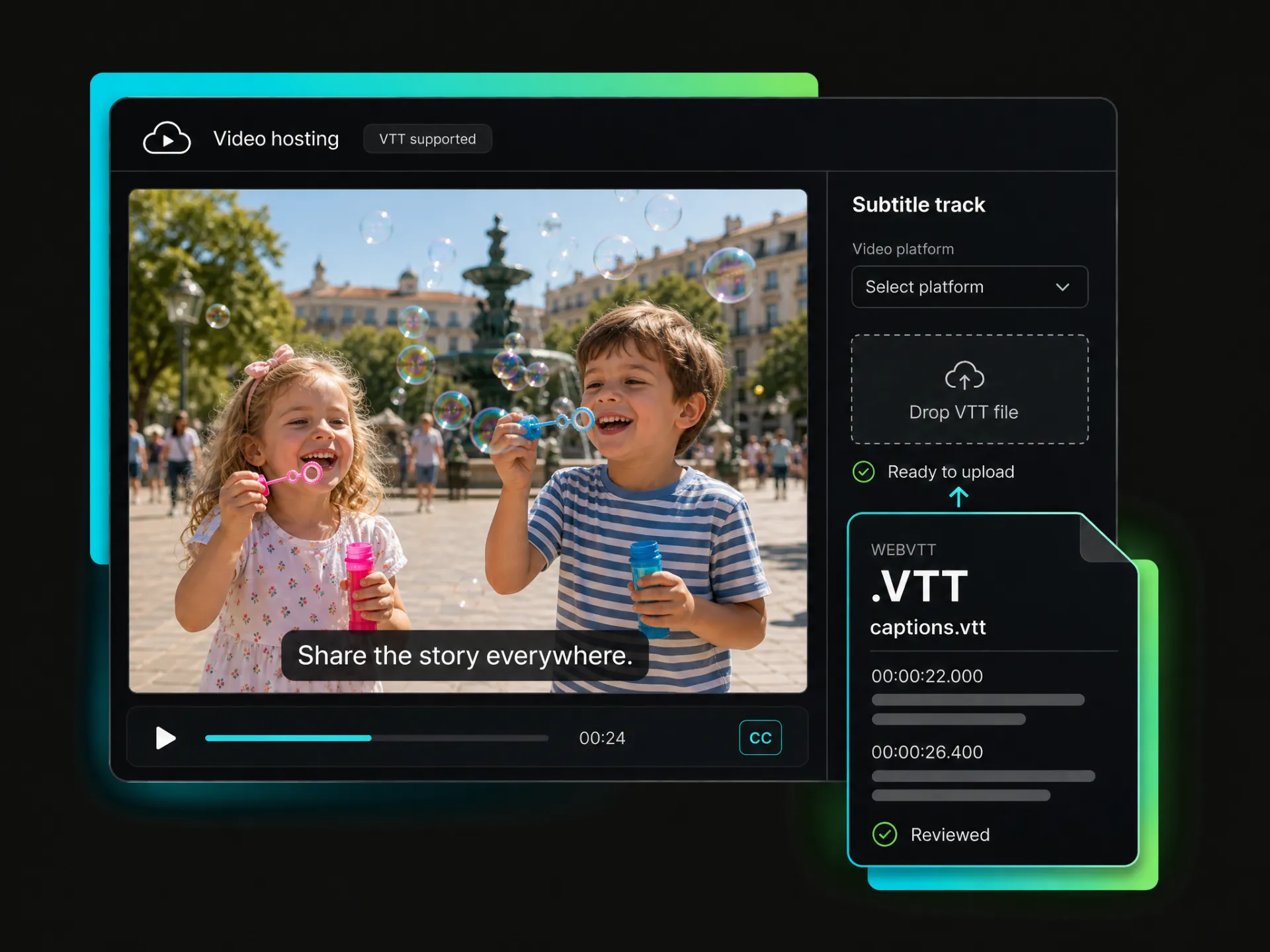 vtt subtitle file ready for upload to a supported video hosting platform