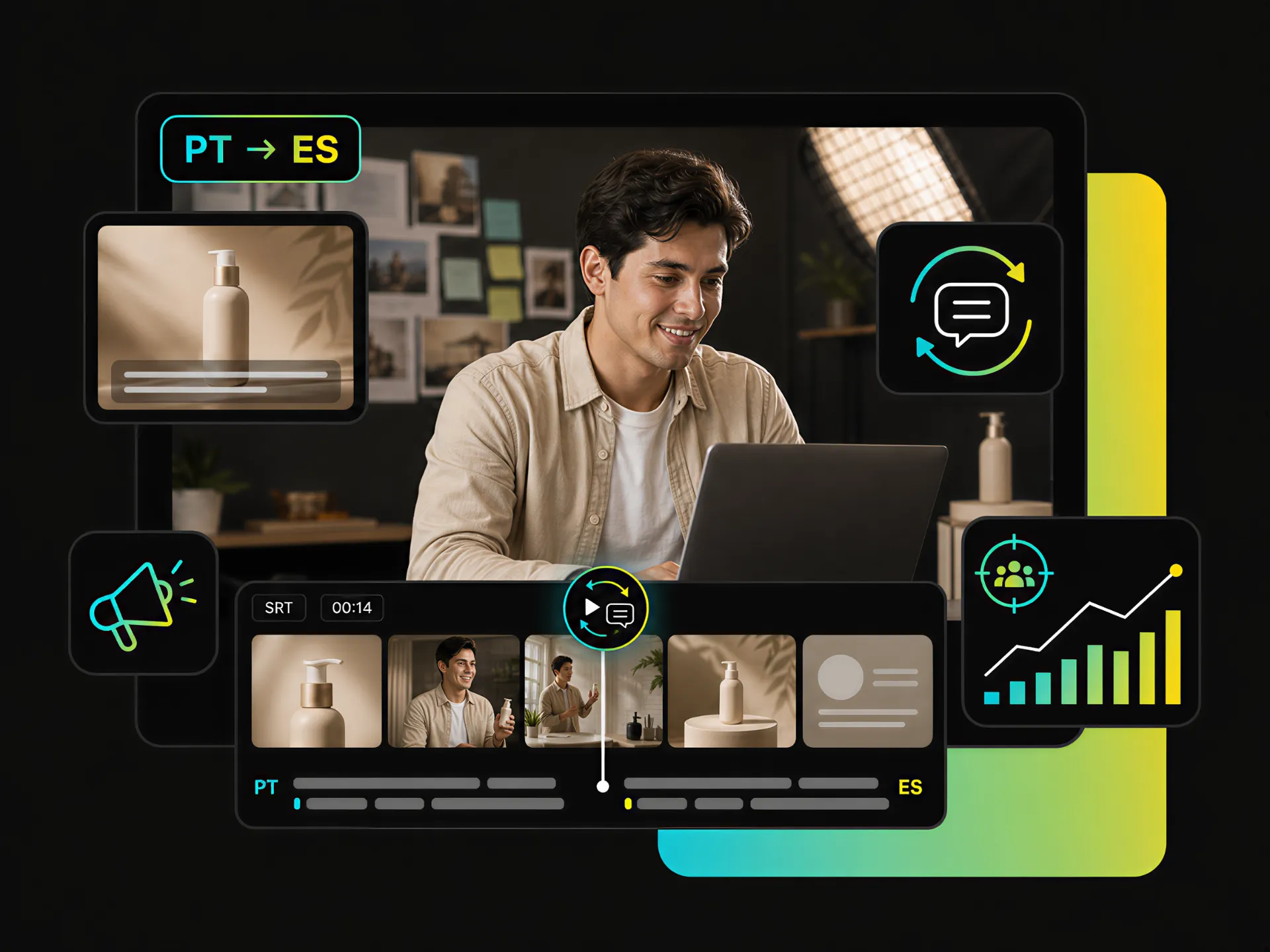 marketers using portuguese to spanish subtitle translator to adapt videos for spanish markets