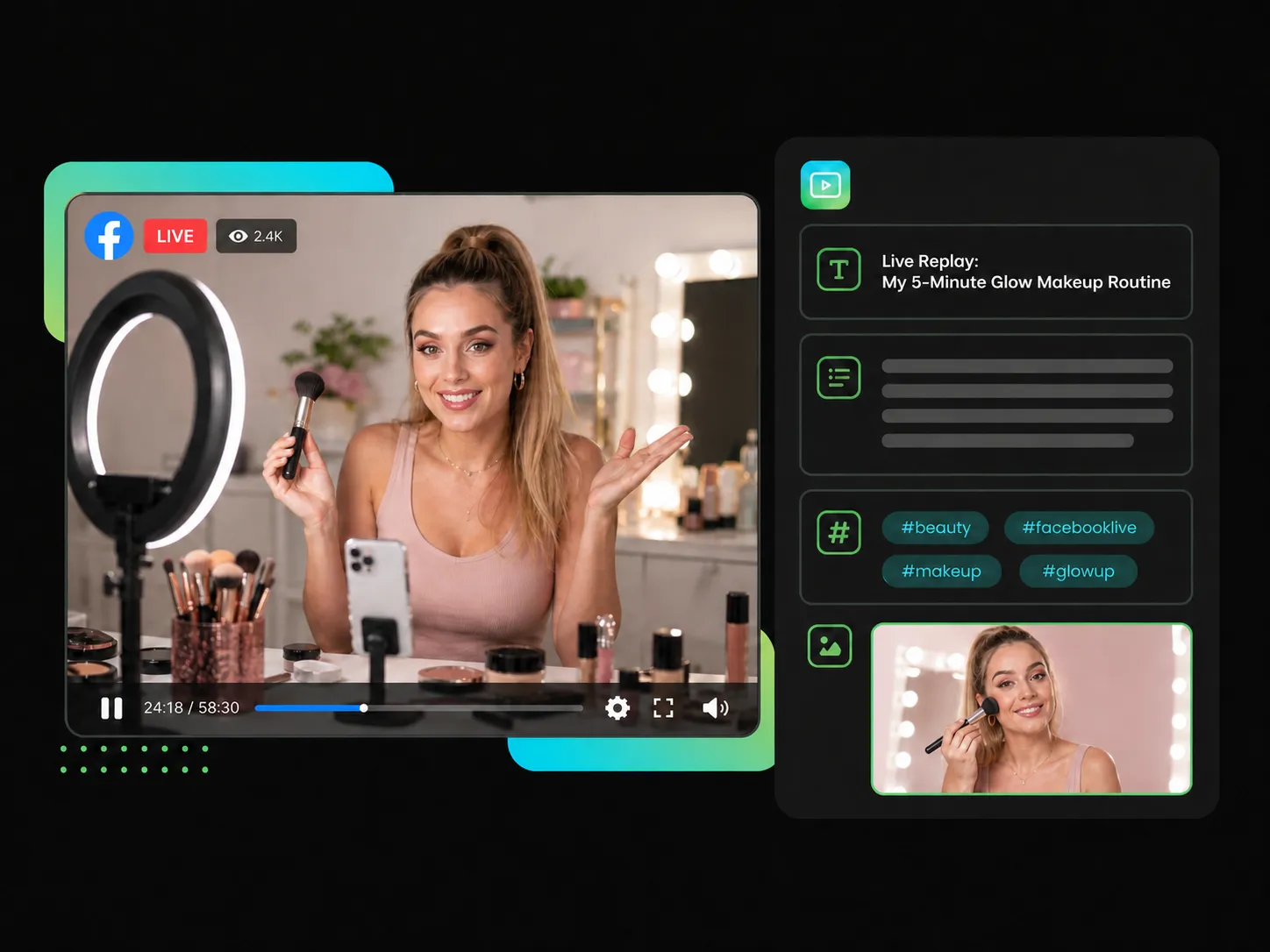 live creator using ai to generate facebook video title ideas for live replays