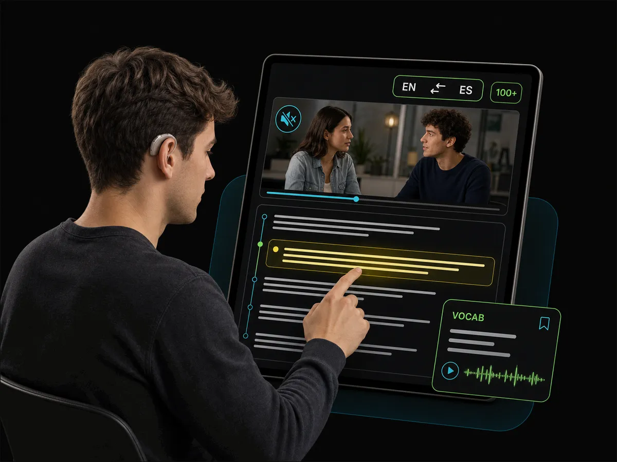language learner reading a tiktok transcript from our tiktok video to text transcription tool