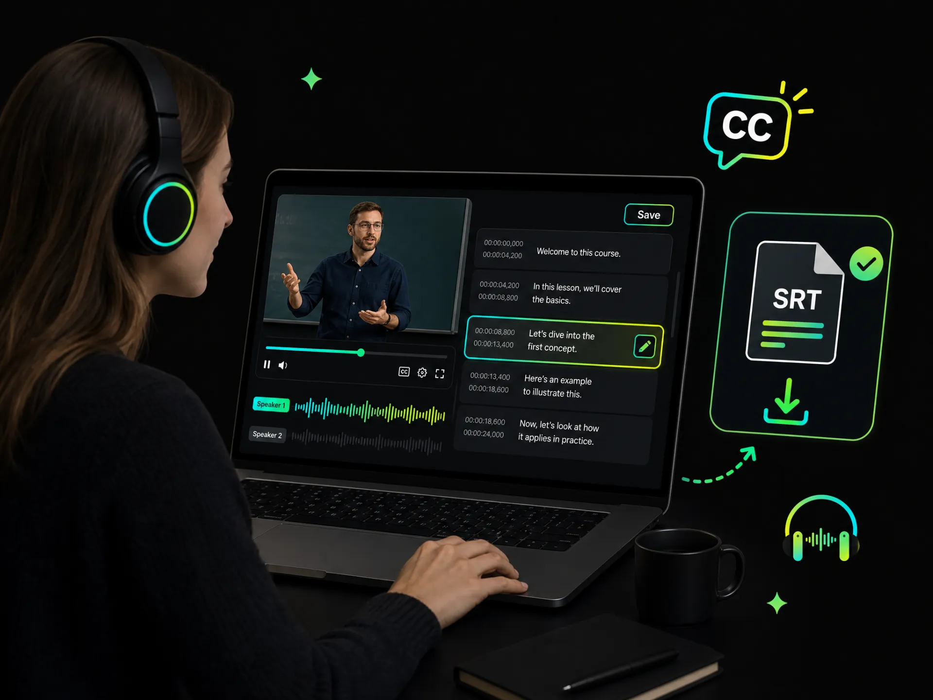 user updating srt subtitles to online courses without re-editing the full video