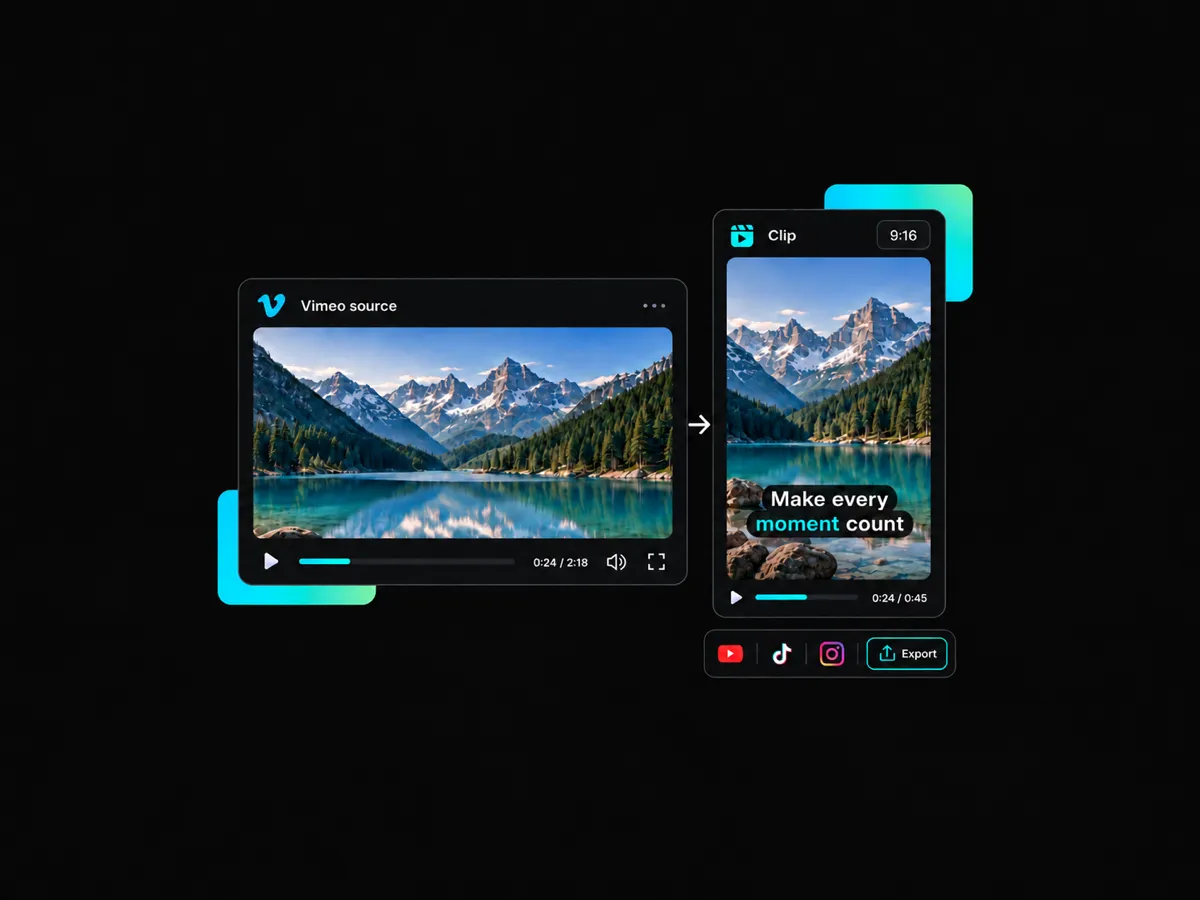 turning a vimeo video into a customized social media clip with animated captions