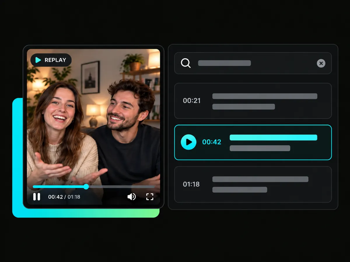 searchable instagram live replay transcript and subtitles with clear timestamps