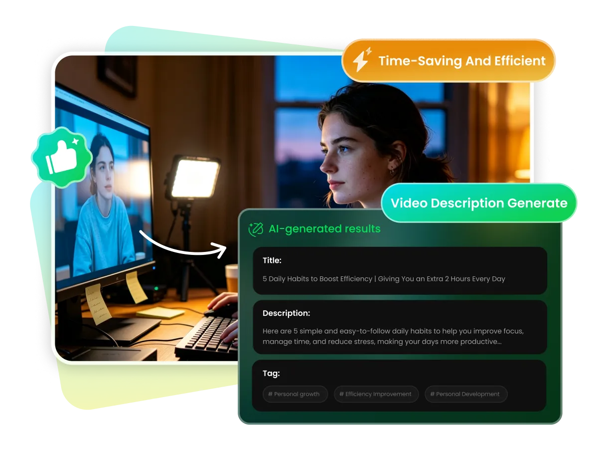 Facebook video description tool for content creators turning footage into social posts
