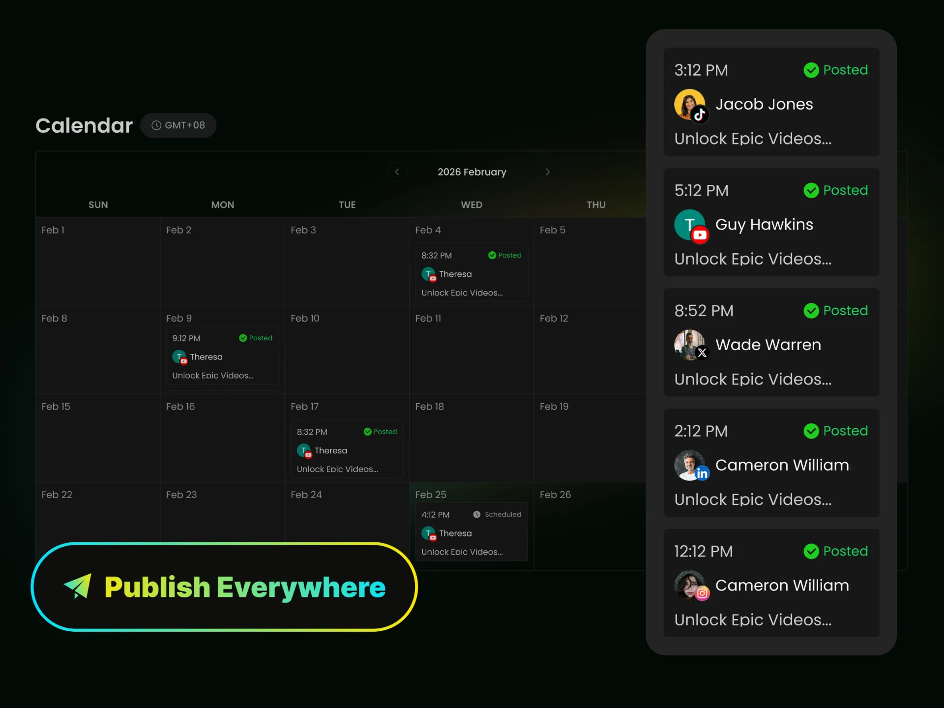 social media content creator workflow planning dashboard