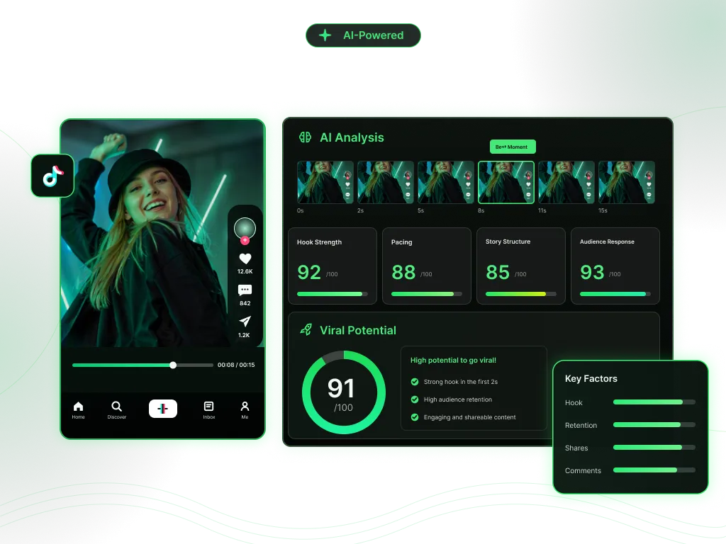 AI viral video predictor analyzing TikTok video performance