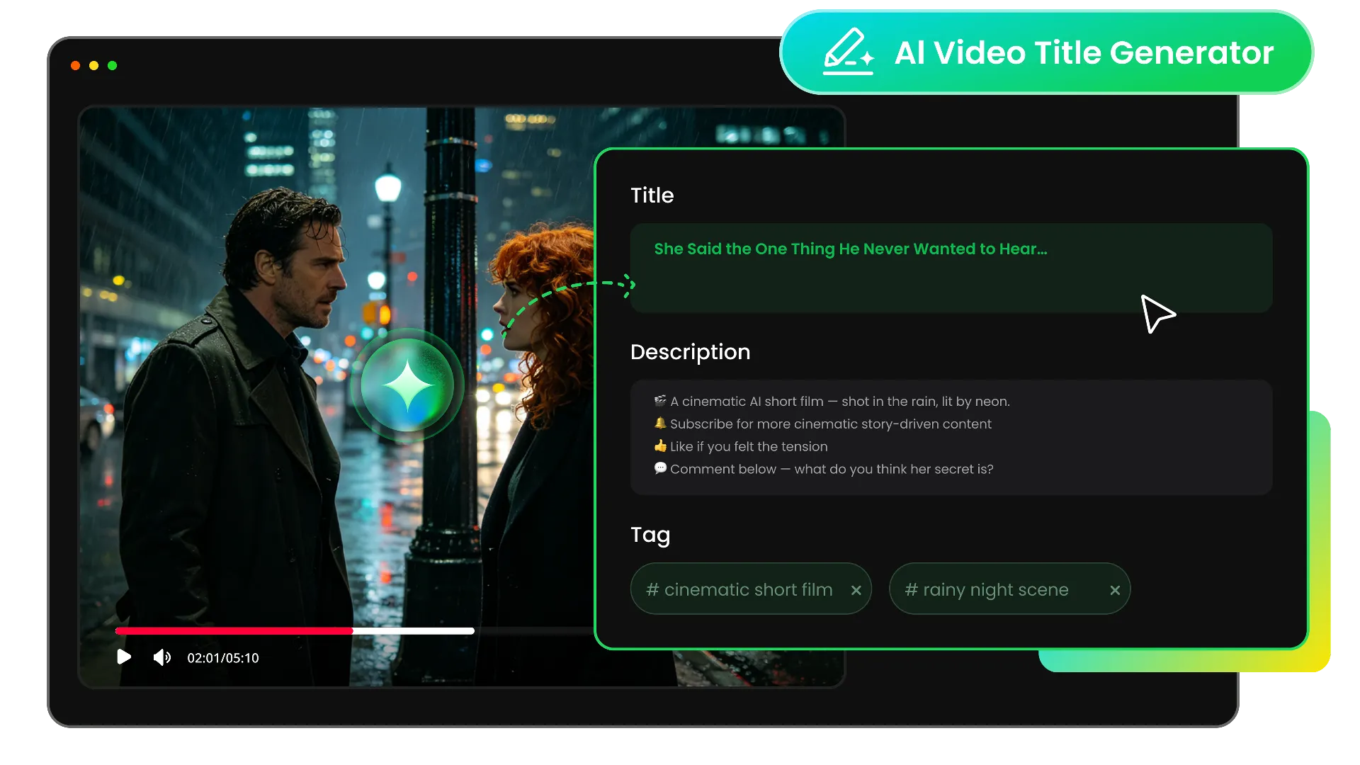 ai facebook title generator creating titles, descriptions, tags, and thumbnails for videos
