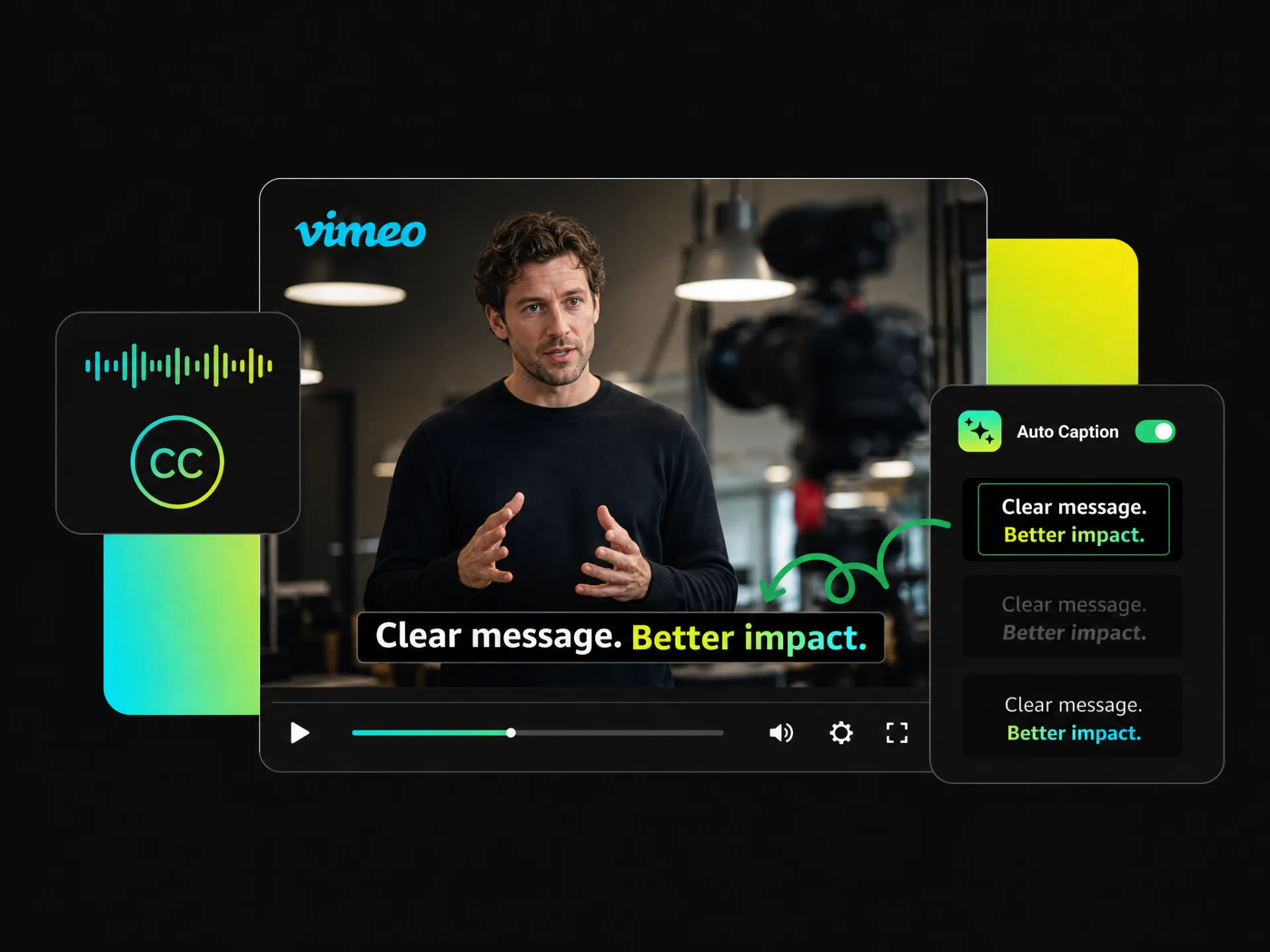 auto caption generator for videos on Vimeo with professional captions
